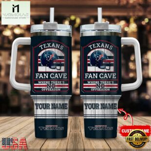Custom Name Houston Texans NFL Fan Cave Stainless Steel Tumbler 40Oz With Handle