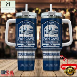 Custom Name Indianapolis Colts NFL Fan Cave Stainless Steel Tumbler 40Oz With Handle