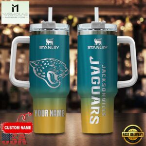 Custom Name Jacksonville Jaguars NFL Football Stainless Steel Tumbler 40Oz