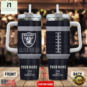 Custom Name Las Vegas Raiders Stainless Steel Tumbler 40Oz Handle For Fans