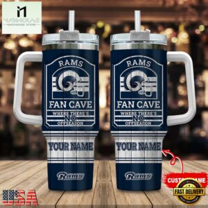 Custom Name Los Angeles Rams NFL Fan Cave Stainless Steel Tumbler 40Oz With Handle