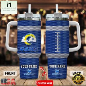 Custom Name Los Angeles Rams Stainless Steel Tumbler 40Oz Handle For Fans
