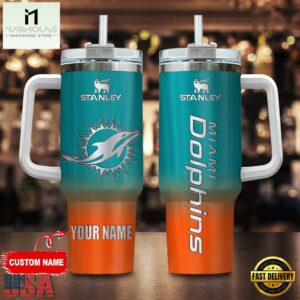 Custom Name Miami Dolphins NFL Football Stainless Steel Tumbler 40Oz