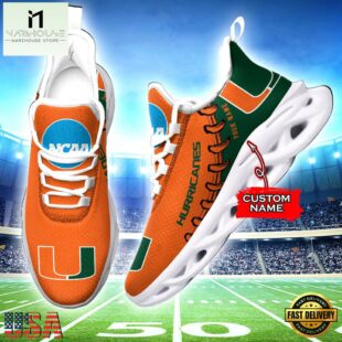 Custom Name Miami Hurricanes NCAA Sport Team Max Soul Shoes