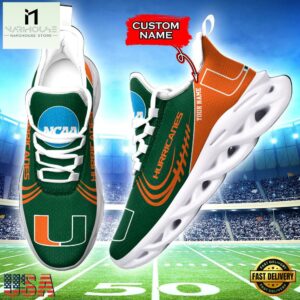 Custom Name Miami Hurricanes Sport Team Max Soul Shoes