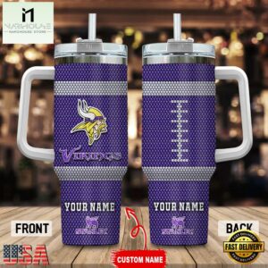 Custom Name Minnesota Vikings Stainless Steel Tumbler 40Oz Handle For Fans