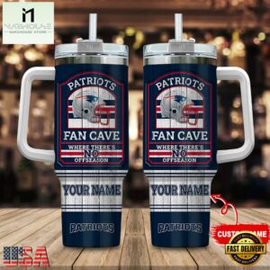 Custom Name New England Patriots NFL Fan Cave Stainless Steel Tumbler 40Oz With Handle