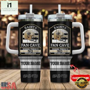 Custom Name New Orleans Saints NFL Fan Cave Stainless Steel Tumbler 40Oz With Handle