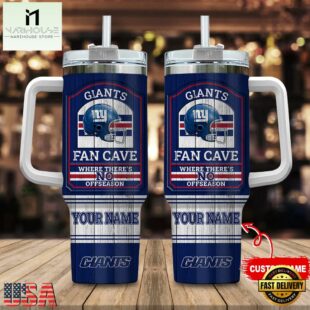 Custom Name New York Giants NFL Fan Cave Stainless Steel Tumbler 40Oz With Handle
