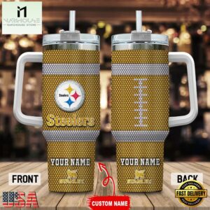Custom Name Pittsburgh Steelers Stainless Steel Tumbler 40Oz Handle For Fans