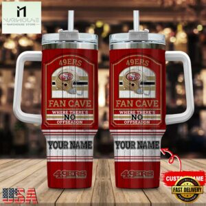 Custom Name San Francisco 49Ers NFL Fan Cave Stainless Steel Tumbler 40Oz With Handle