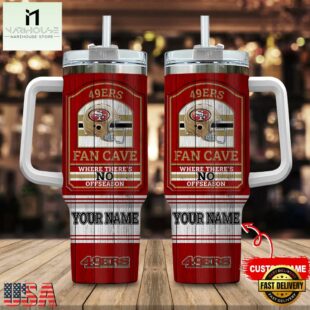 Custom Name San Francisco 49Ers NFL Fan Cave Stainless Steel Tumbler 40Oz With Handle