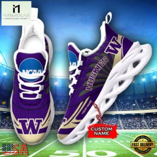 Custom Name Washington Huskies Team Sport Max Soul Shoes For Fans