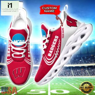 Custom Name Wisconsin Badgers NCAA Sport Team Max Soul Shoes