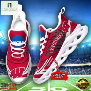 Custom Name Wisconsin Badgers Team Sport Max Soul Shoes For Fans
