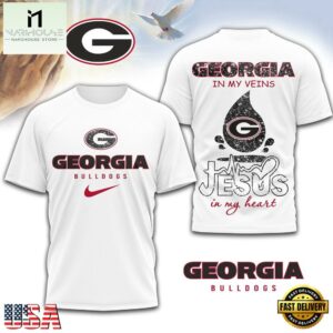 Georgia Bulldogs Jesus In My Heart Unissex 3D Shirt
