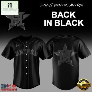 Houston Astros MLB Back In Black Baseball Jersey For Fans