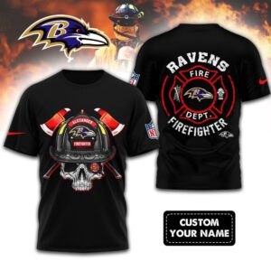 NFL Baltimore Ravens Football Team Fire Fighter Unisex 3D Shirt
