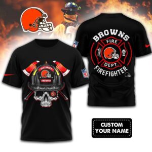 NFL Cleveland Browns Football Team Fire Fighter Unisex 3D Shirt