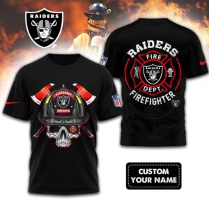NFL Las Vegas Raiders Football Team Fire Fighter Unisex 3D Shirt