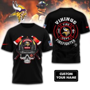 NFL Minnesota Vikings Football Team Fire Fighter Unisex 3D Shirt