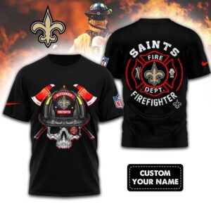 NFL New Orleans Saints Football Team Fire Fighter Unisex 3D Shirt
