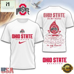 Ohio State Buckeyes Jesus In My Heart Unissex 3D Shirt