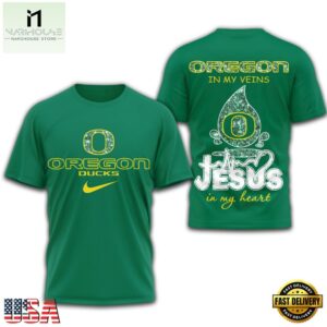 Oregon Ducks Jesus In My Heart All Over Print Shirt