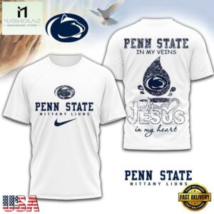 Penn State Nittany Lions Jesus In My Heart Unissex 3D Shirt