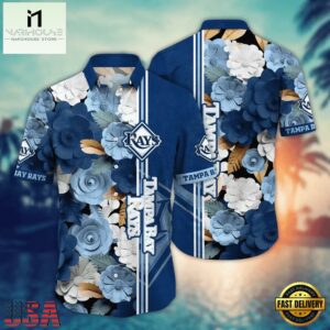 Tampa Bay Rays Floral Stripes Summer Hawaiian Shirt