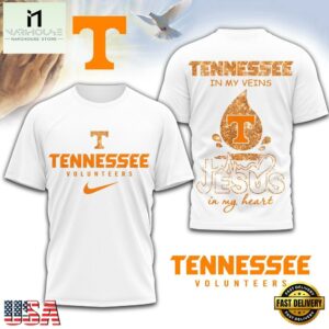 Tennessee Volunteers Jesus In My Heart Unissex 3D Shirt