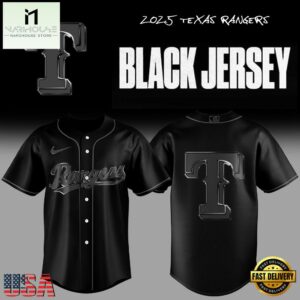 Texas Rangers MLB Back In Black Baseball Jersey For Fans