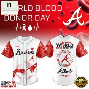 Atlanta Braves MLB x World Blood Donor Day Baseball Jersey For Fans
