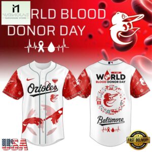 Baltimore Orioles MLB x World Blood Donor Day Baseball Jersey For Fans