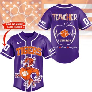 Clemson Tigers Mascot Teacher Appreciation Month Baseball Jersey
