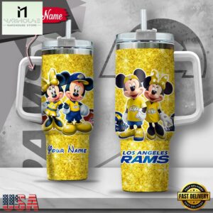 Custom Name NFL Los Angeles Rams Mickey Minnie Couple Tumbler 40Oz With Handle