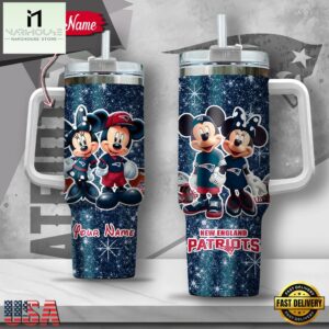 Custom Name NFL New England Patriots Mickey Minnie Couple Tumbler 40Oz With Handle