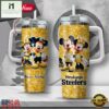 Custom Name NFL Pittsburgh Steelers Mickey Minnie Couple Tumbler 40Oz With Handle