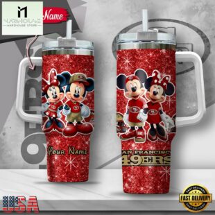 Custom Name NFL San Francisco 49ers Mickey Minnie Couple Tumbler 40Oz With Handle