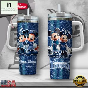 Custom Name NFL Tennessee Titans Mickey Minnie Couple Tumbler 40Oz With Handle