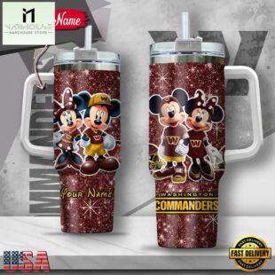 Custom Name NFL Washington Commanders Mickey Minnie Couple Tumbler 40Oz With Handle
