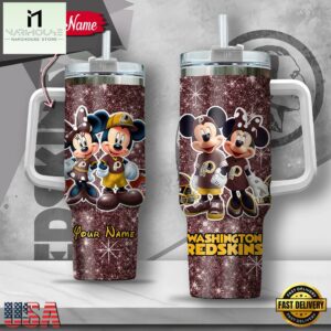 Custom Name NFL Washington Redskins Mickey Minnie Couple Tumbler 40Oz With Handle