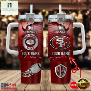 Custom Name San Francisco 49Ers NFL Metal Style Stainless Steel Tumbler 40Oz