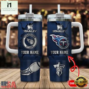 Custom Name Tennessee Titans NFL Metal Style Stainless Steel Tumbler 40Oz
