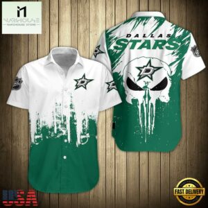Dallas Stars Skull Splatter Summer Hawaiian Shirt