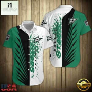 Dallas Stars Splatter Stripes Summer Hawaiian Shirt