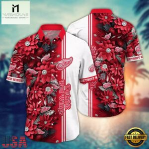 Detroit Red Wings Blooming Flowers Summer Hawaiian Shirt