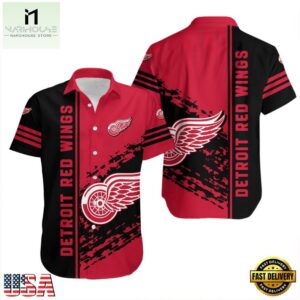 Detroit Red Wings Bold Stripe Summer Hawaiian Shirt