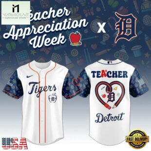 Detroit Tigers MLB X Teacher Appreciation Week Baseball Jersey Shirt