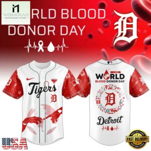 Detroit Tigers MLB x World Blood Donor Day Baseball Jersey For Fans